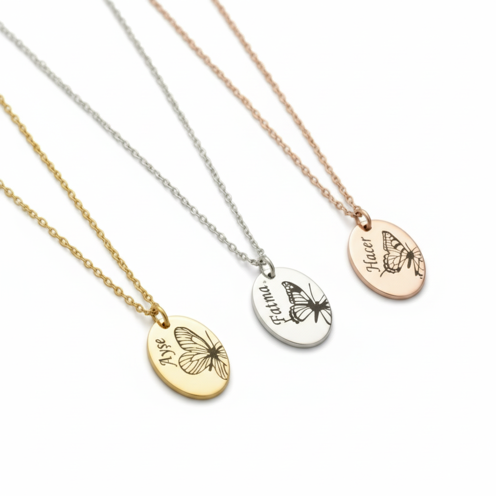 Kelebekli Doğum Ayı Gümüş Kolye