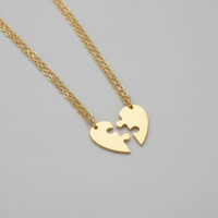 Çiftlere Özel Yapboz Kalp Kolyesi