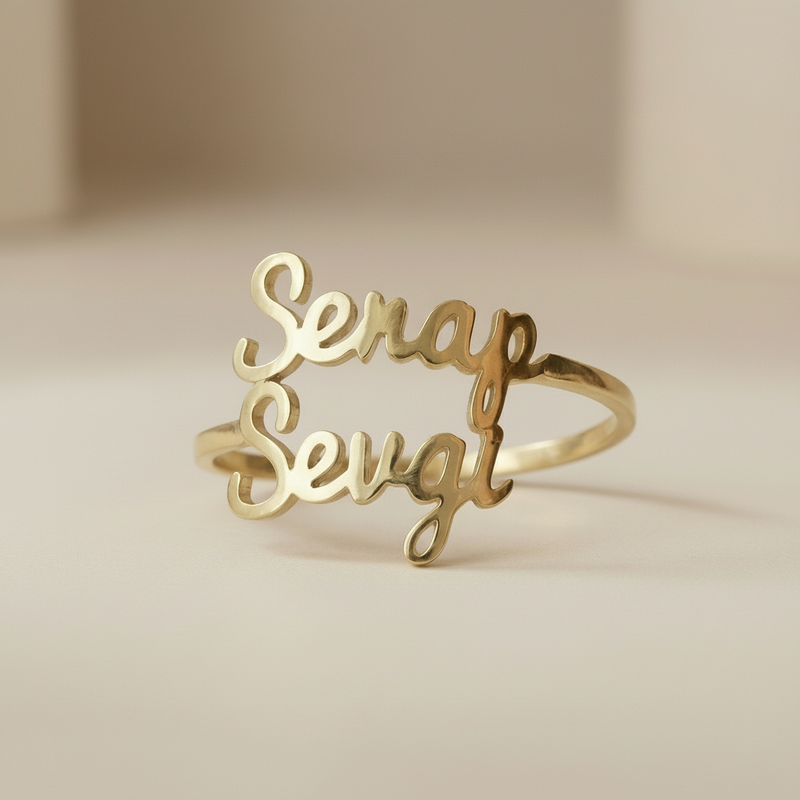 Kalp Atışı Çift İsimli Yüzük