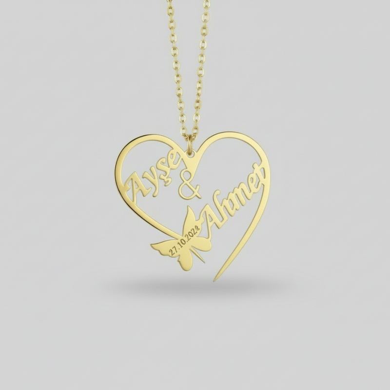 İsimli ve Tarihli Kalp Kolyesi