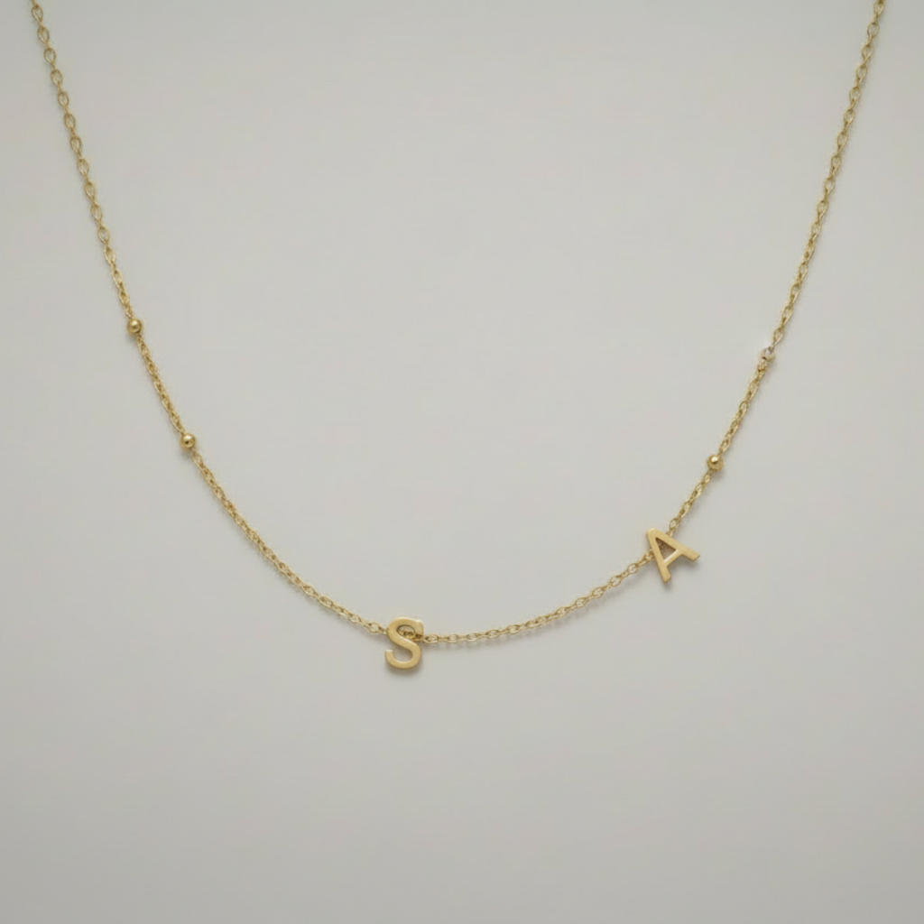 Toplu Zincirli (Satellite) Yandan Harf Kolye - Kişiye Özel Gorsel 1