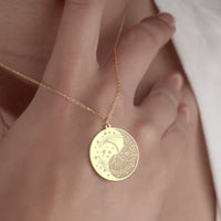 Navan 925 Ayar Gümüş Ay & Mandala Kolyesi (Gold, Silver ve Rose) - Navan