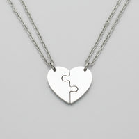 Navan 925 Ayar Gümüş Çiftlere Özel Yapboz Kalp Kolyesi - Navan