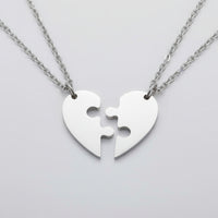 Navan 925 Ayar Gümüş Çiftlere Özel Yapboz Kalp Kolyesi - Navan