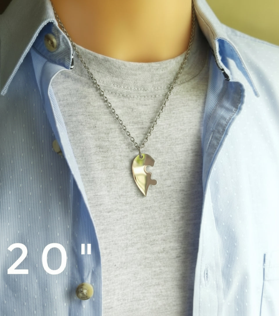 Navan 925 Ayar Gümüş Çiftlere Özel Yapboz Kalp Kolyesi - Navan