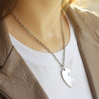 Navan 925 Ayar Gümüş Çiftlere Özel Yapboz Kalp Kolyesi - Navan