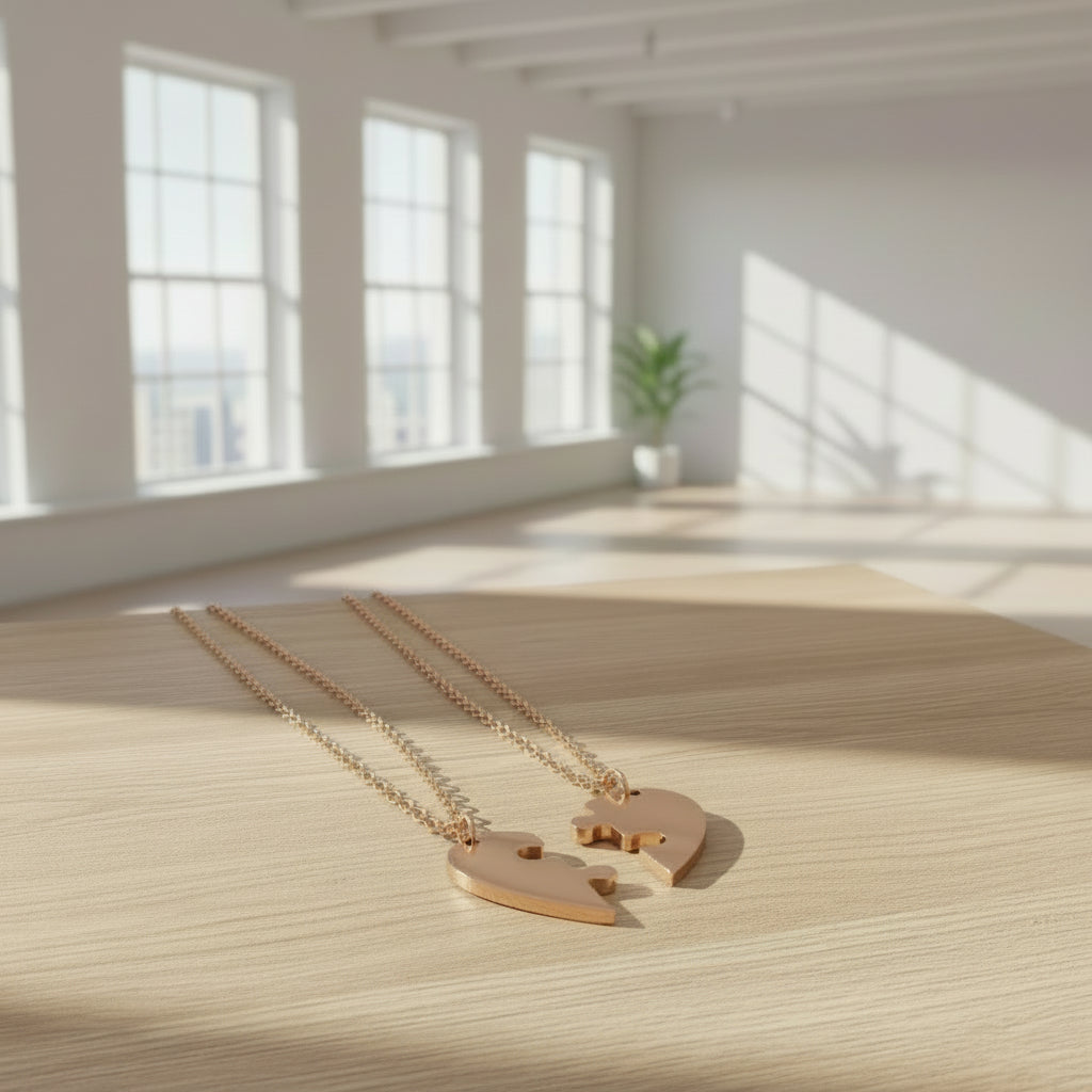 Navan 925 Ayar Gümüş Çiftlere Özel Yapboz Kalp Kolyesi - Navan