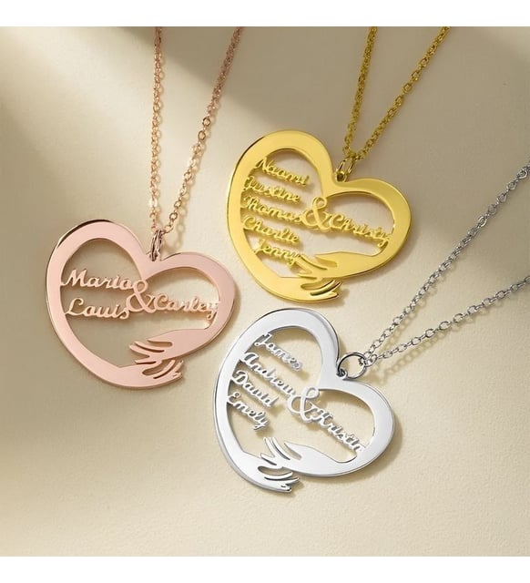 Navan 925 Ayar Gümüş Çok İsimli Kalp Kolyesi (Gold, Silver ve Rose) - Navan