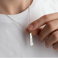 Navan 925 Ayar Gümüş Kişiselleştirilebilir İsimli Yatay Çubuk Kolye – Sevdiklerinize Özel Anlam - Navan