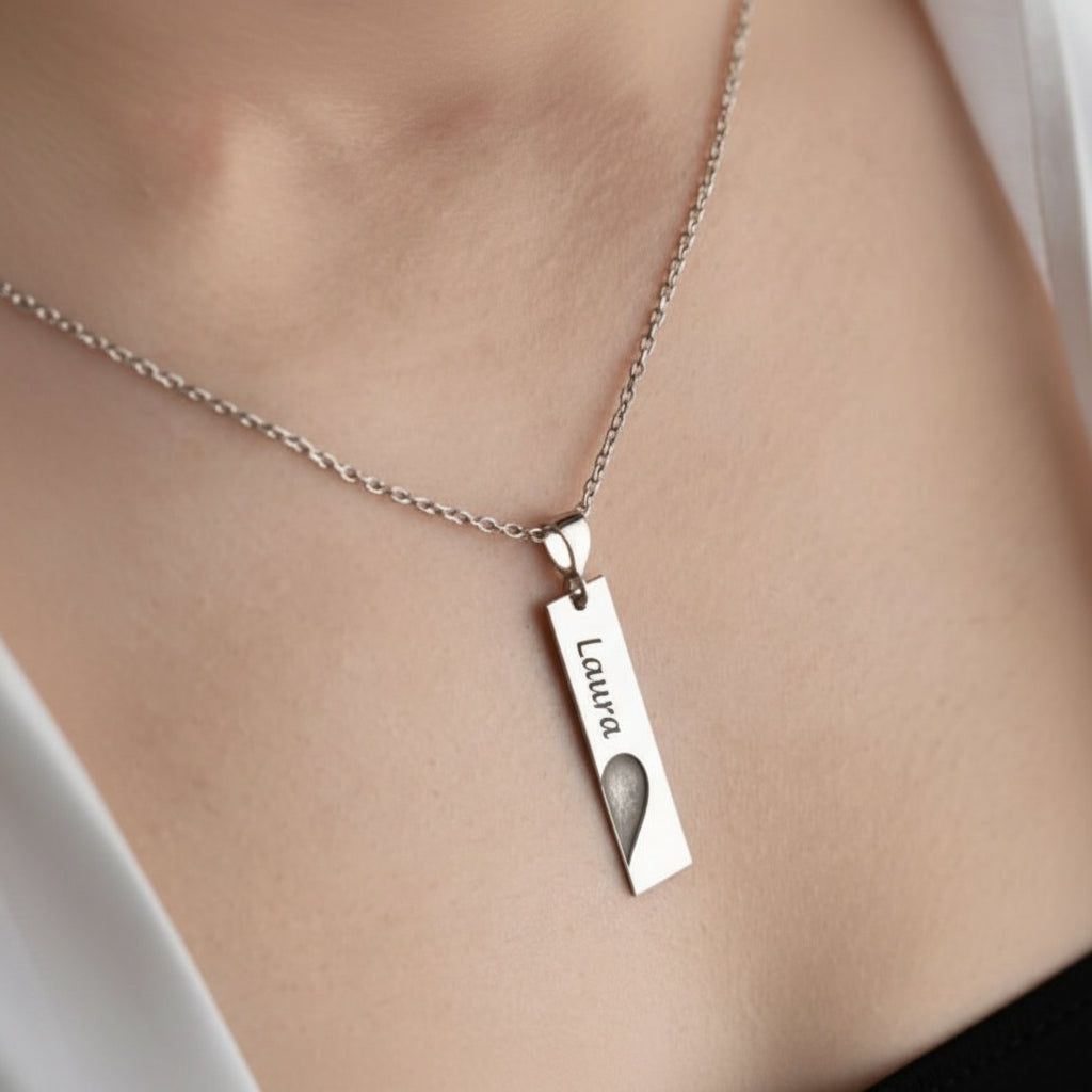 Navan 925 Ayar Gümüş Kişiselleştirilebilir İsimli Yatay Çubuk Kolye – Sevdiklerinize Özel Anlam - Navan