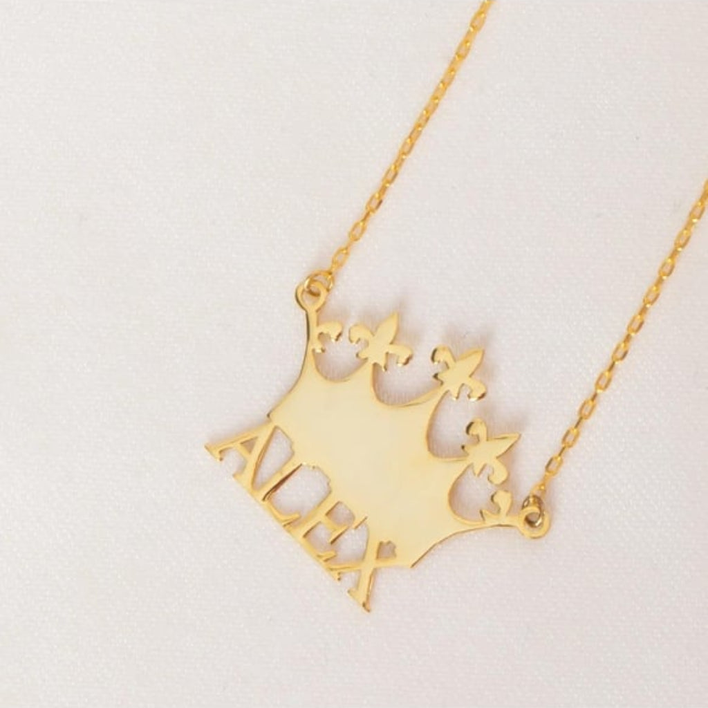 Navan 925 Ayar Gümüş Kişiselleştirilebilir Taç İsimli Kolye (Gold, Silver ve Rose) - Navan