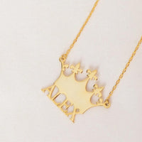 Navan 925 Ayar Gümüş Kişiselleştirilebilir Taç İsimli Kolye (Gold, Silver ve Rose) - Navan