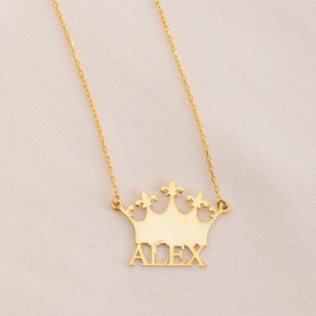 Navan 925 Ayar Gümüş Kişiselleştirilebilir Taç İsimli Kolye (Gold, Silver ve Rose) - Navan