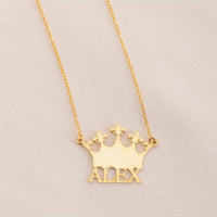 Navan 925 Ayar Gümüş Kişiselleştirilebilir Taç İsimli Kolye (Gold, Silver ve Rose) - Navan