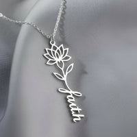 Navan 925 Ayar Gümüş Kişiye Özel Çiçek Detaylı İsim Kolye (Gold, Silver ve Rose) - Navan