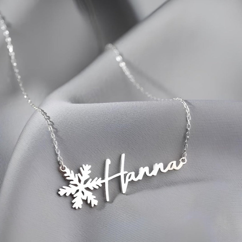 Navan 925 Ayar Gümüş Kişiye Özel Kar Tanesi Detaylı İsim Kolye (Gold, Silver ve Rose) - Navan