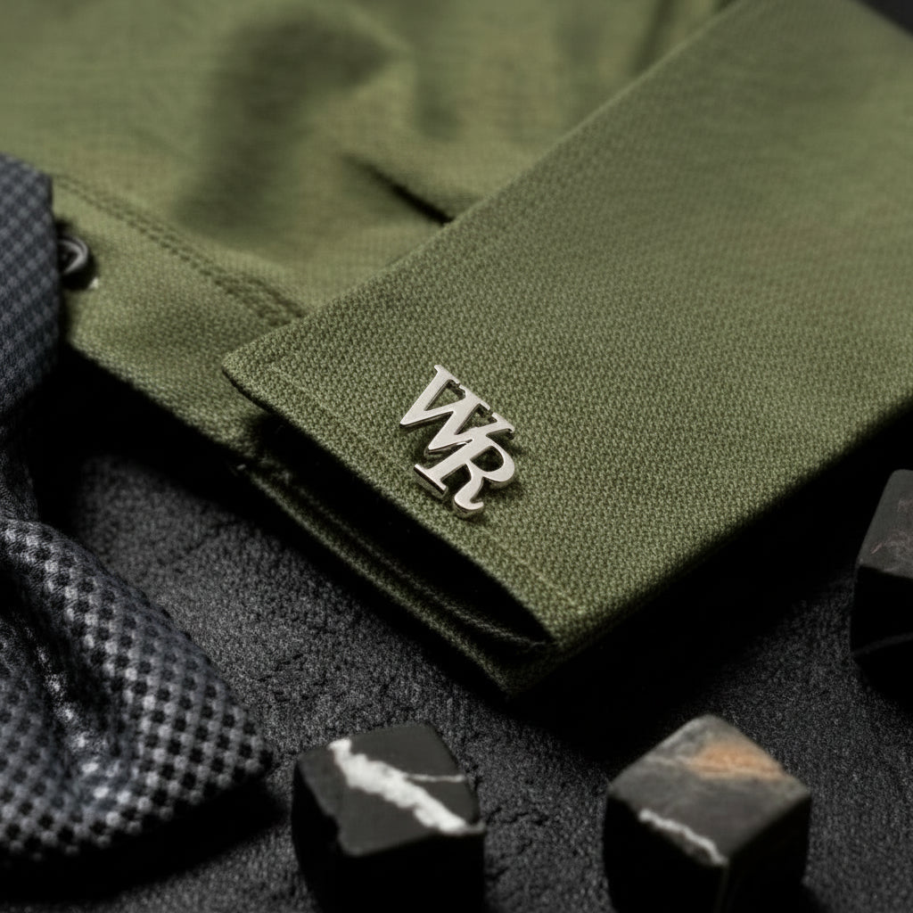 Navan 925 Ayar Gümüş Kol Düğmesi Damat Hediyesi ( Gold, Rose ve Silver ) - Kişiselleştirilebilir 2 Harfli (Gold) - Navan