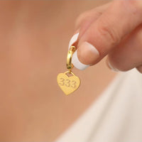 Navan 925 Ayar Gümüş Melek Numara Kalpli Küpesi (Gold, Silver ve Rose) - Navan