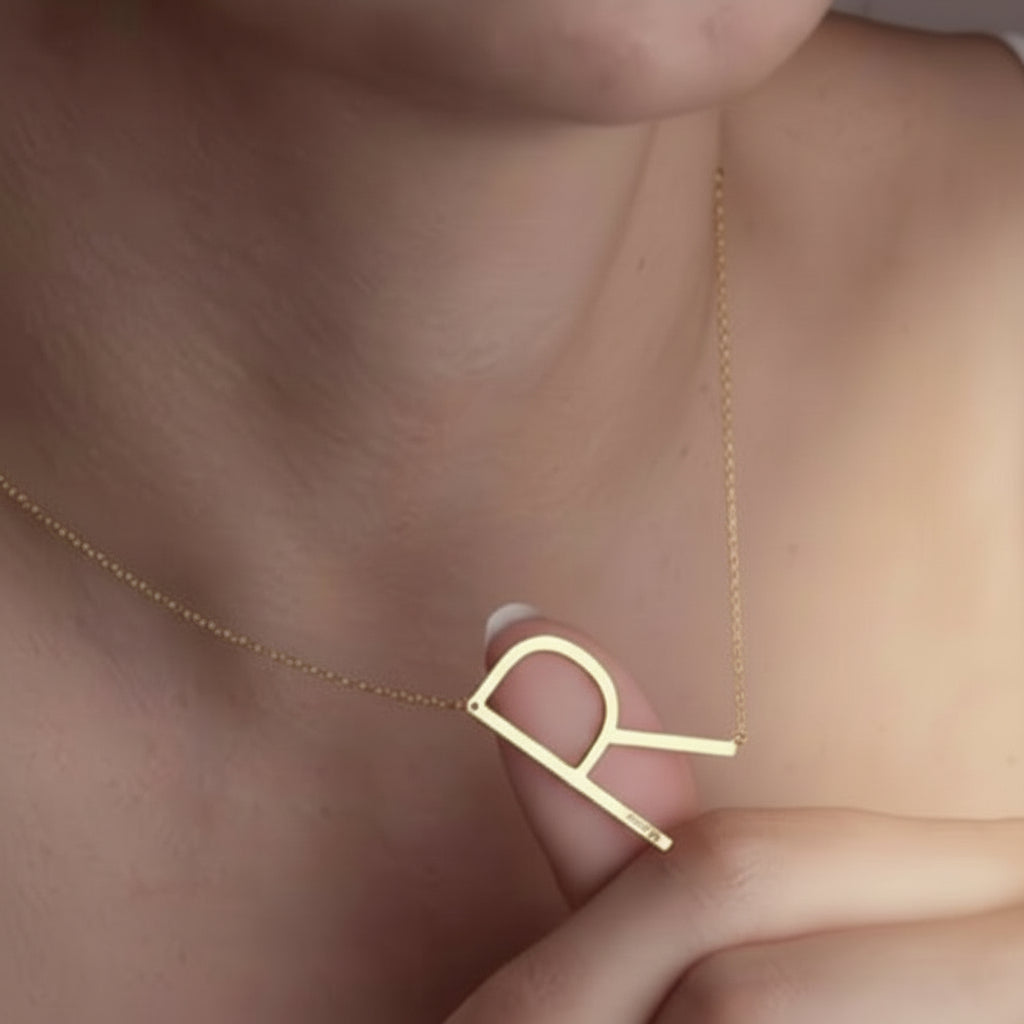 Navan 925 Ayar Gümüş Minimal Harf Kolyesi (Gold, Silver ve Rose) – Kişiye Özel - Navan