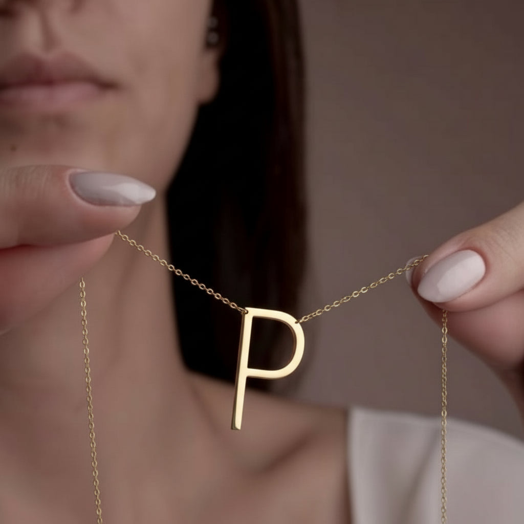 Navan 925 Ayar Gümüş Minimal Harf Kolyesi (Gold, Silver ve Rose) – Kişiye Özel - Navan