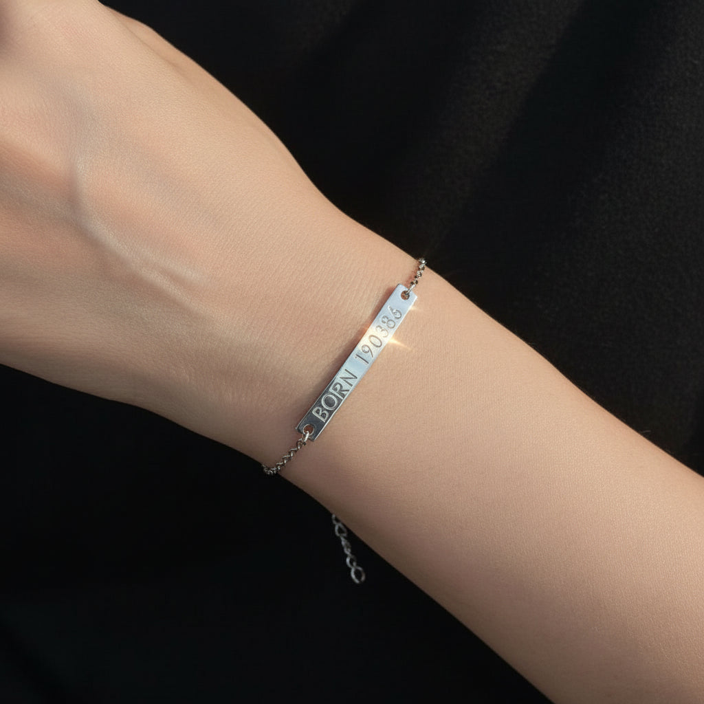 Navan 925 Ayar Gümüş Özel Tarihli Bileklik (Silver) – Kişiye Özel İsimli - Navan