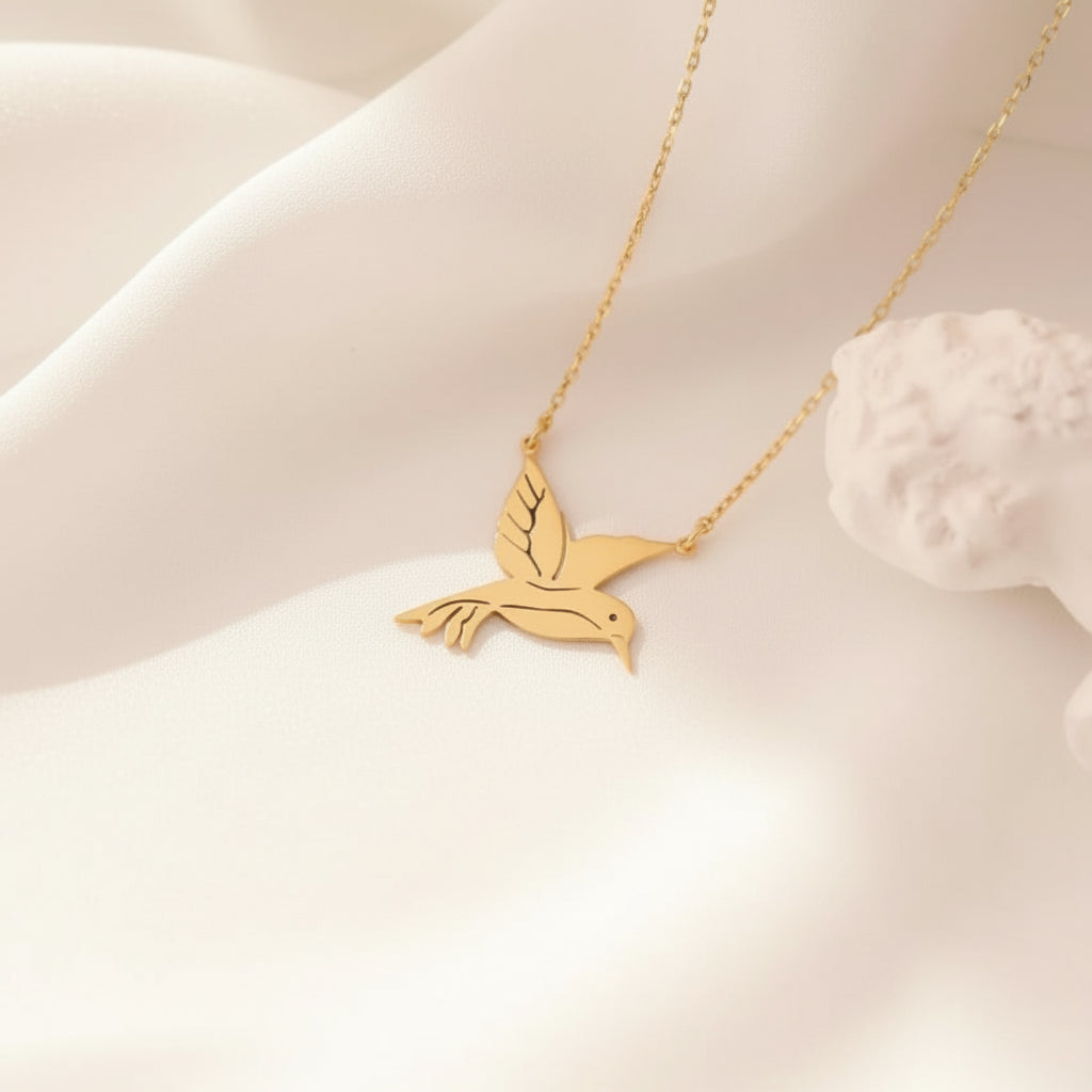 Navan 925 Ayar Gümüş Sinekkuşu Kolyesi (Gold, Silver ve Rose) - Navan