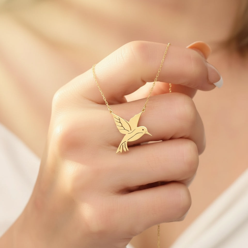 Navan 925 Ayar Gümüş Sinekkuşu Kolyesi (Gold, Silver ve Rose) - Navan