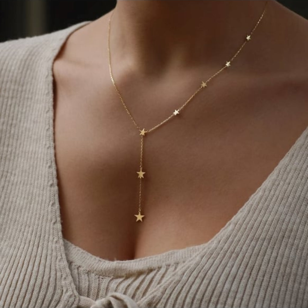 Navan 925 Ayar Gümüş Yıldız Zincir Kolye (Gold, Rose ve Silver) - Navan