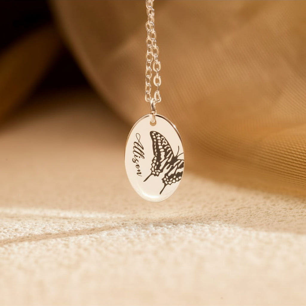 Navan 925 Ayar Kelebekli Doğum Ayı Gümüş Kolye ( Gold , Rose , Silver ) - Kişiselleştirilebilir İsimli - Navan