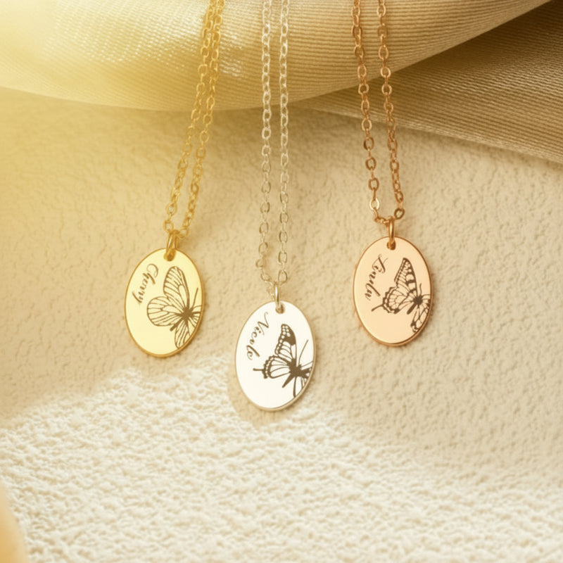 Kelebekli Doğum Ayı Gümüş Kolye