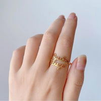 Navan Kalpli Çift İsimli 925 Ayar Gümüş Yüzük – Kişiye Özel Çift İsimli ( Gold , Rose ve Silver ) - Navan